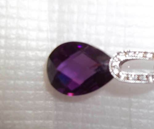 12 x Diamonds with Beautiful Authentic Amethyst Pendent Necklace and Sterling Silver Chain
