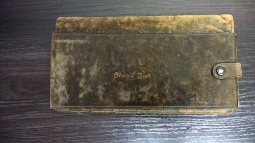 Leather wallet and cheque book purchased in Egypt during WWII