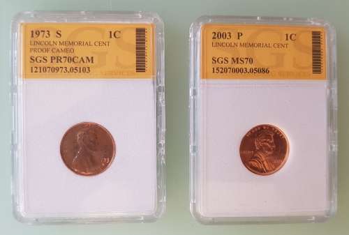 2 x  graded USA  1 cent  coins