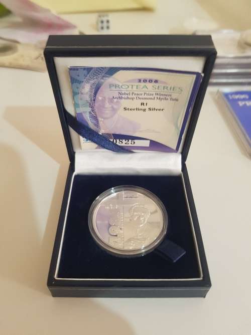 Protea Series - 2006 Silver R1 PROOF - Desmond Tutu - with Box  and COA Mintage - 1375 High Value!!!