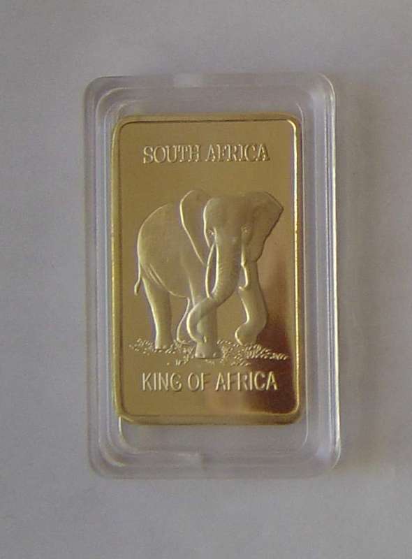 24k Gold Layered Bar 1oz. SOUTH AFRICA "ELEPHANT" KRUGERRAND BAR