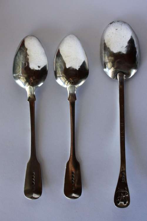 3 hallmarked antique sterling silver serving spoons