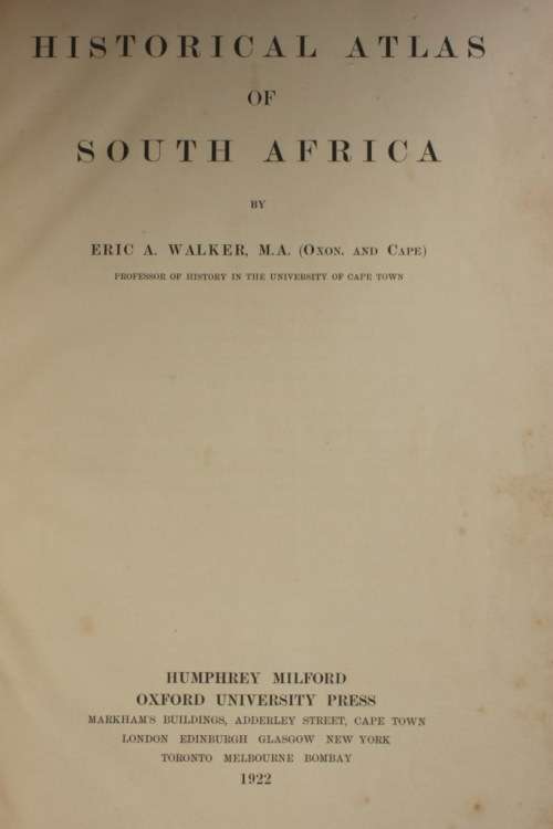 Historical Atlas of South Africa 1922