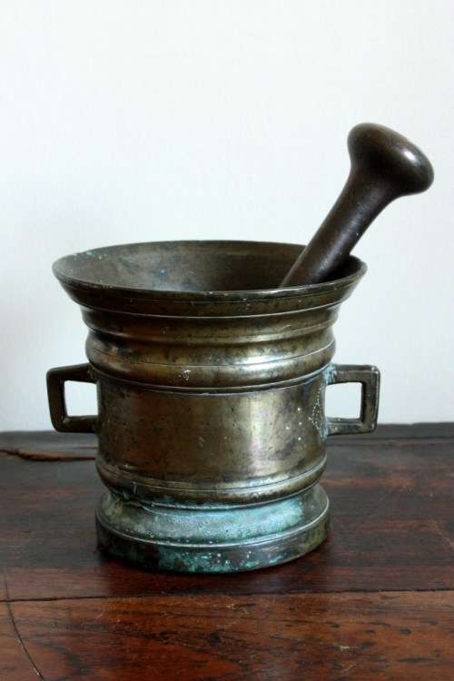 Bronze 18th century two handled pestle & mortar