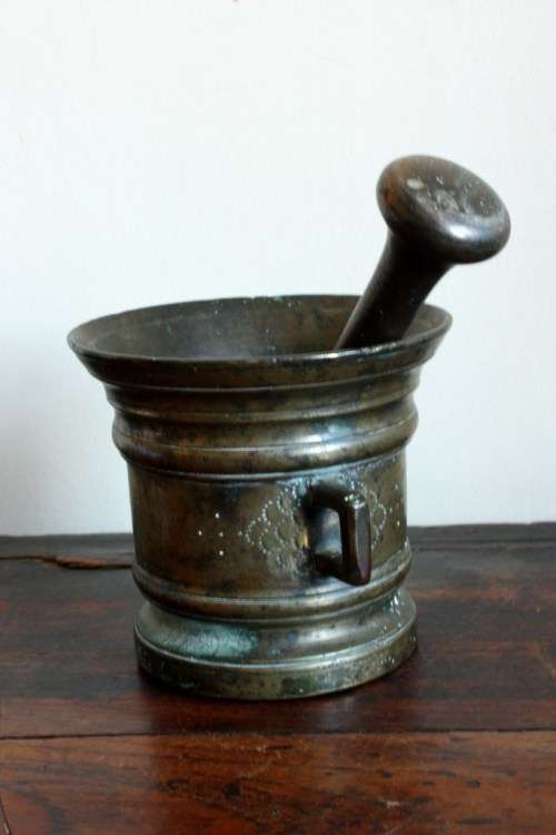 Bronze 18th century two handled pestle & mortar