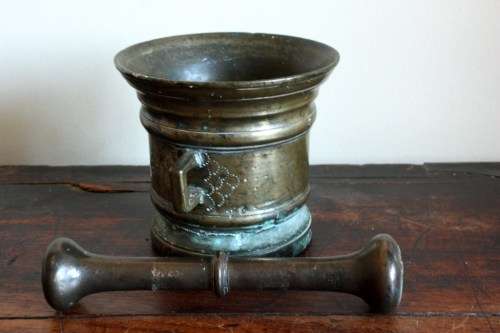 Bronze 18th century two handled pestle & mortar