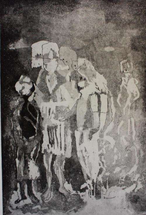Cyprian Mpho Shilakoe (1946-1972) Etching - They left us
