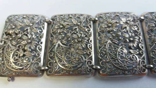 Antique sterling silver filigree cornucopia bracelet