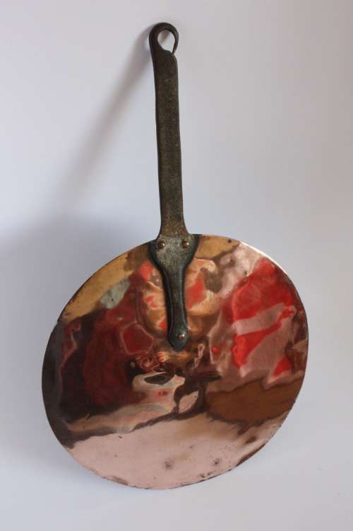 19th Century  Copper Pot Lid with Iron Handle
