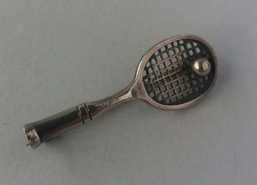 Sterling silver tennis racquet brooch