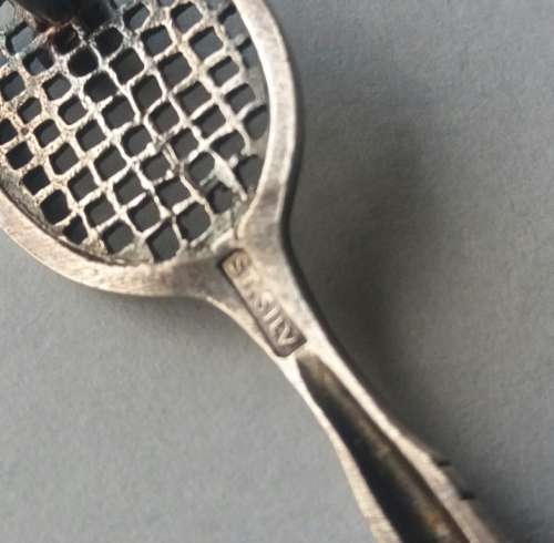 Sterling silver tennis racquet brooch