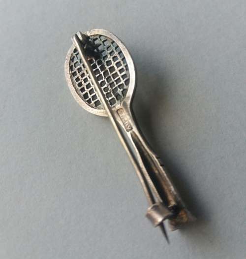Sterling silver tennis racquet brooch