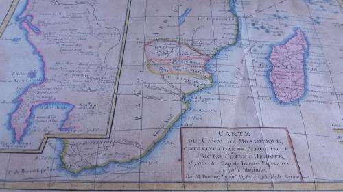 Antique 1780 Map of South Africa and Madagascar by Rigobert Bonne