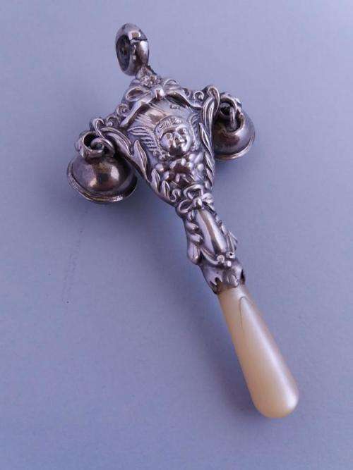 Sterling silver baby's rattle (Adie & Lovekin)