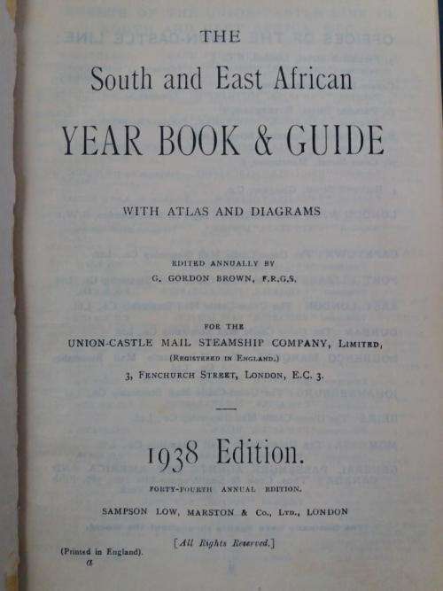 The South and East African Year Book and Guide for 1938