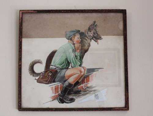 Dell Dean painting of a boy and his dog 1933