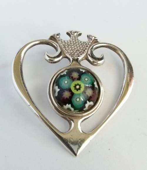 Scottish sterling silver and millefiori Luckenbooth pendant