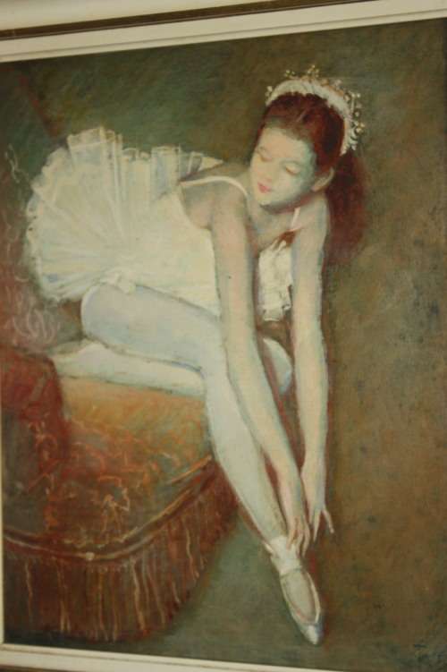 Impressionist oil painting of a ballerina
