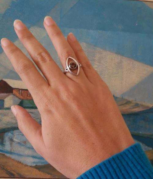 Scandinavian smokey topaz and sterling silver ring by NE From
