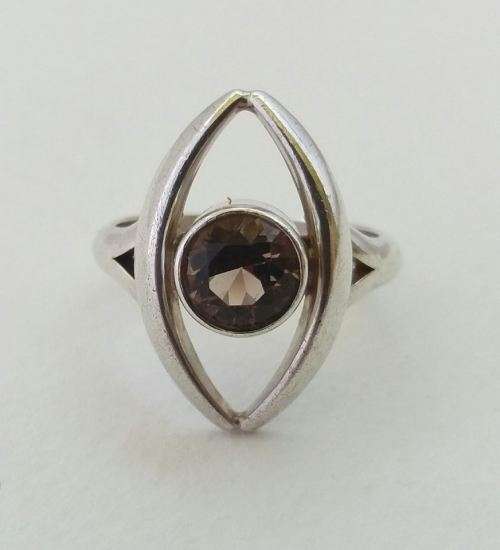Scandinavian smokey topaz and sterling silver ring by NE From