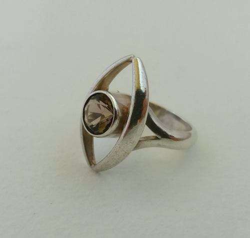 Scandinavian smokey topaz and sterling silver ring by NE From