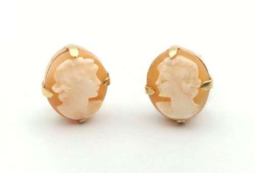 Vintage cameo earrings set in 9 ct gold