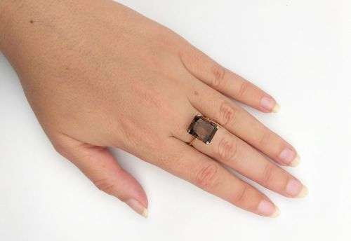 Vintage smoky topaz and 9ct gold dress ring