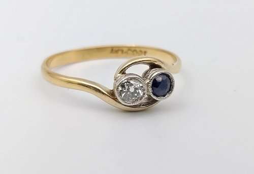18ct gold platinum diamond & sapphire ring
