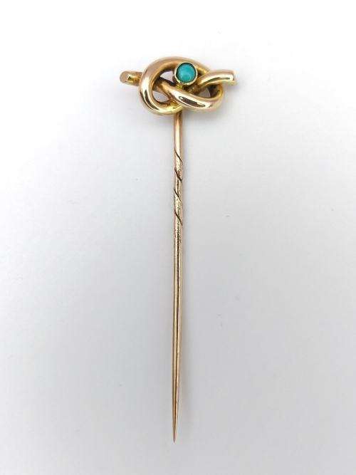 Victorian turquoise love knot stick pin