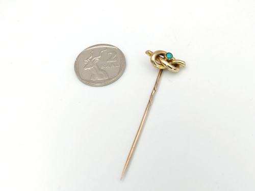 Victorian turquoise love knot stick pin