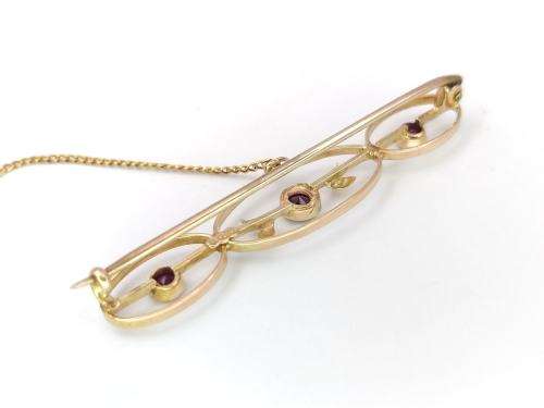Delicate Edwardian amethyst bar brooch