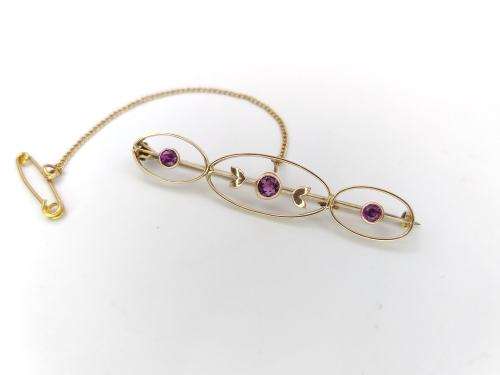 Delicate Edwardian amethyst bar brooch