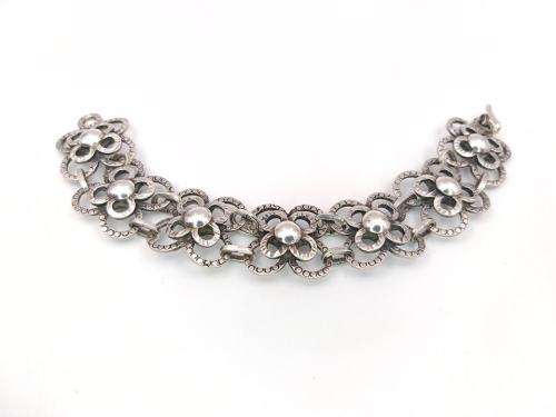 Modernist sterling silver flower bracelet by ORNO, Poland