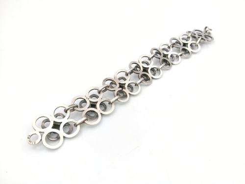 Modernist sterling silver flower bracelet by ORNO, Poland