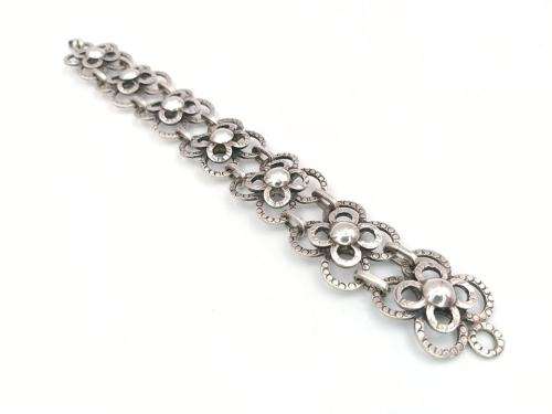 Modernist sterling silver flower bracelet by ORNO, Poland