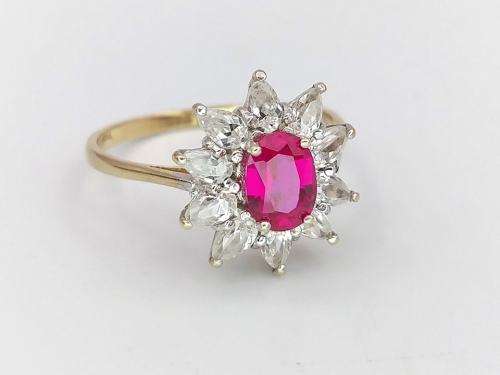 Pretty pink and white CZ ring (set in 9ct gold)