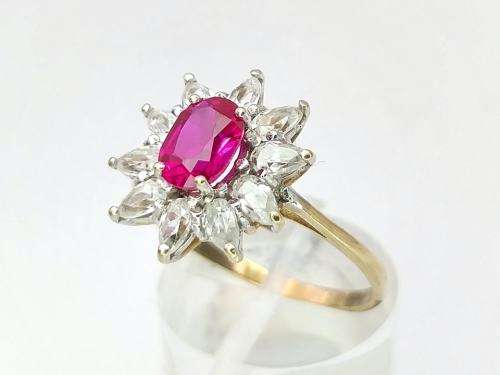 Pretty pink and white CZ ring (set in 9ct gold)