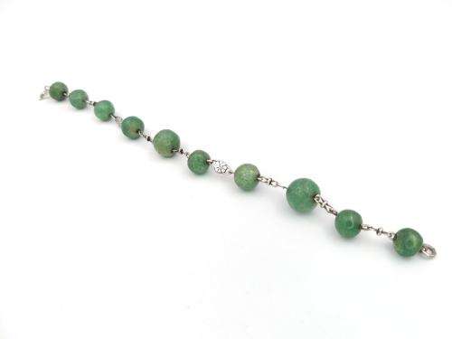 Genuine green jade and sterling silver bracelet