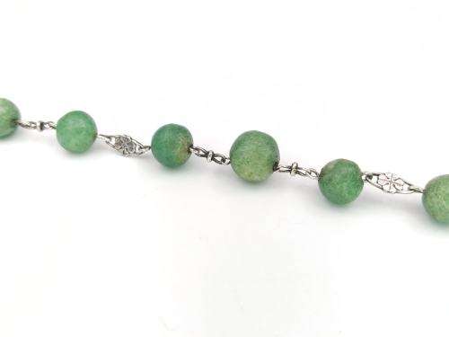 Genuine green jade and sterling silver bracelet