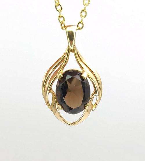 Vintage smoky topaz pendant (9ct gold)
