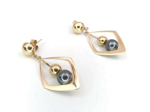Classic hemetite & 9ct gold earrings