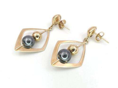 Classic hemetite & 9ct gold earrings