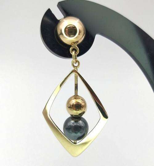 Classic hemetite & 9ct gold earrings