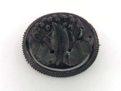 Victorian Whitby jet brooch