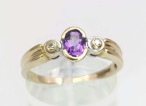 9ct amethyst and diamond ring