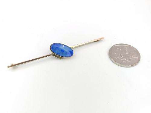 Exquisite black opal & rose gold bar brooch (scarce)
