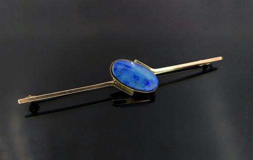 Exquisite black opal & rose gold bar brooch (scarce)