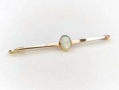 Edwardian 15ct gold opal bar brooch
