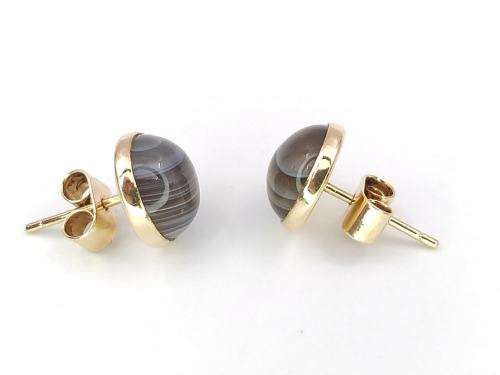 Vintage striped agate studs (9ct gold)