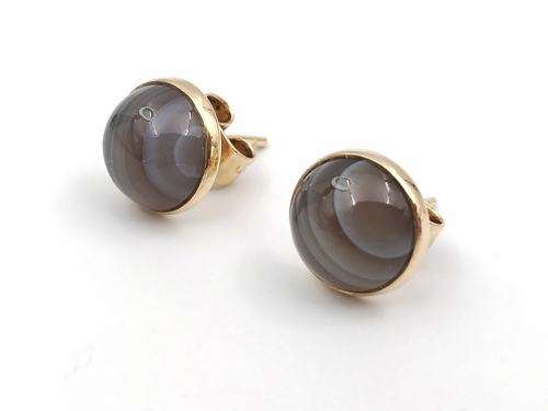 Vintage striped agate studs (9ct gold)